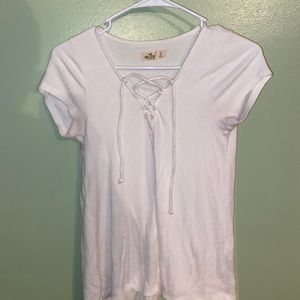 White top with ties in front